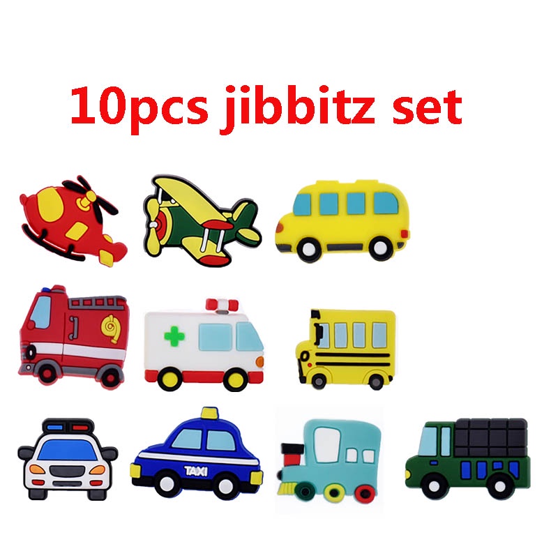 Bộ 10 Ghim Gắn Đế Giày Trang Trí Hình Xe/Máy Bay/Xe Cứu Hỏa/Xe Cứu Hỏa/Xe Cứu Hỏa Hoạt Hình Cho Bé