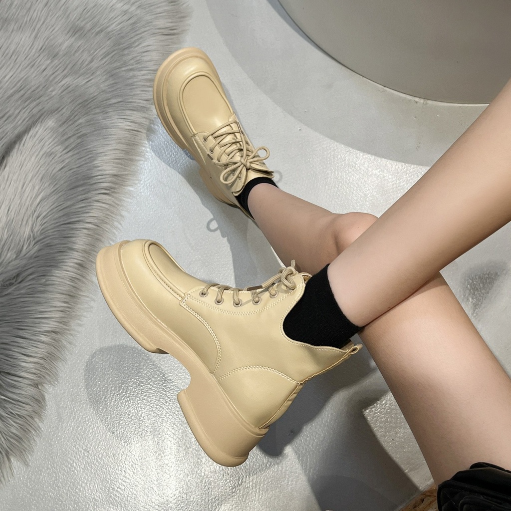 Bốt nữ chất liệu da Pu cao cấp, Boot nữ khoá kéo sau, lót nỉ êm boot mũi tròn boost lửng thời trang đế mới hót 2022