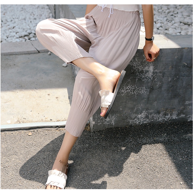 quần jogger nữ bo gấu dập ly quảng châu nhiều màu sắc - Quần dập li