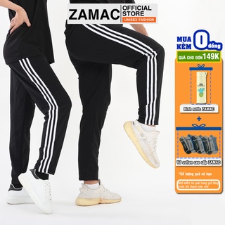 Quần jogger nam nữ 3 sọc dáng dài ống suông ZAMAC vải da cá cao cấp form Unisex ZQD1