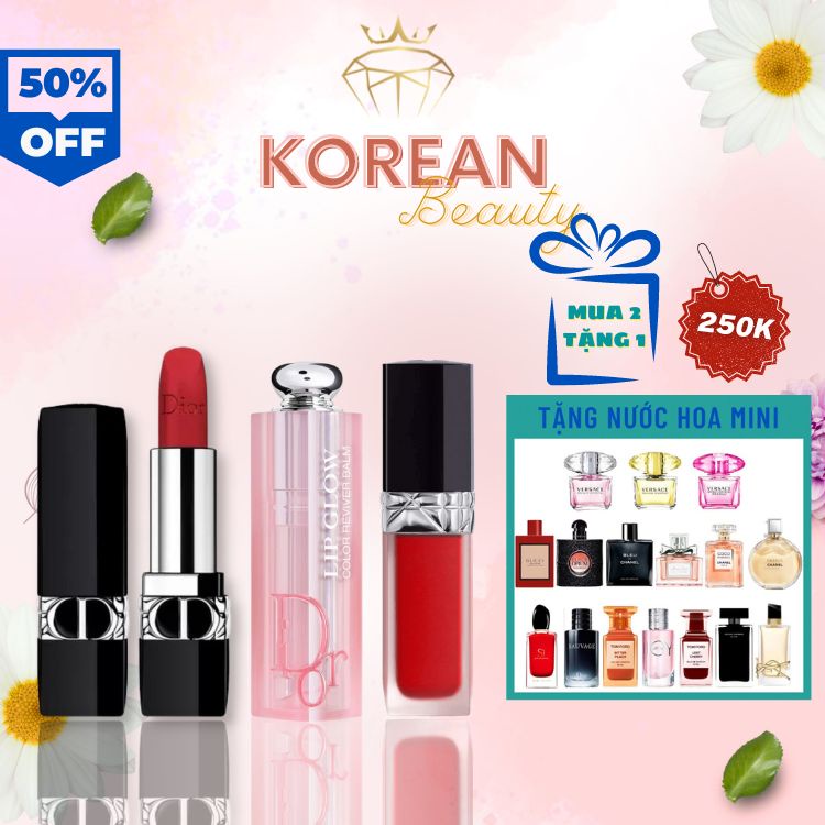 Son dưỡng Dior Addict Lip Glow Full Size 3.5g, Son Dior Rouge Matte Lipstick, Son dưỡng môi 001 Pink chính hãng