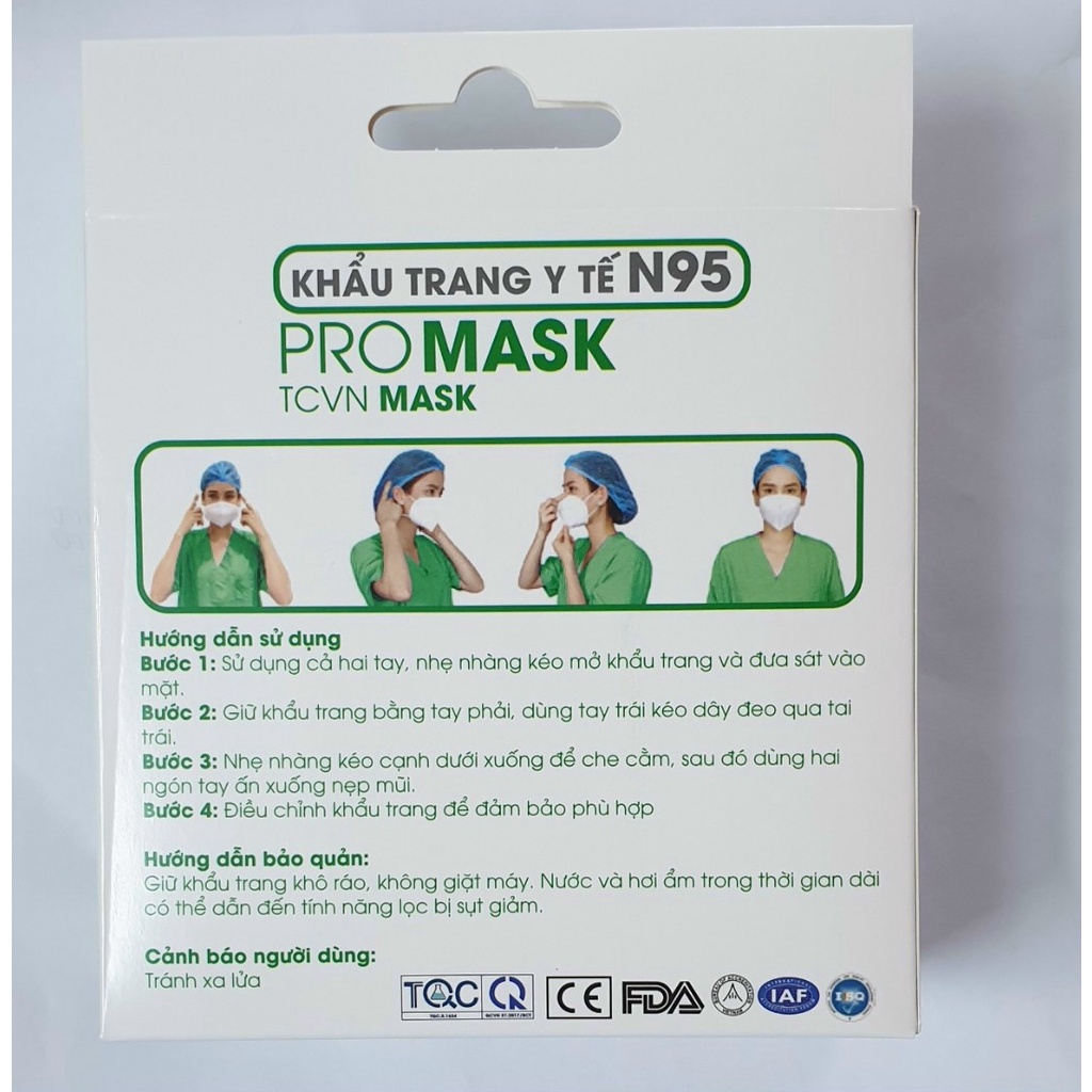 [Hàng chính hãng] Khẩu trang y tế N95 PROMASK 5 lớp kháng khuẩn túi 3 cái