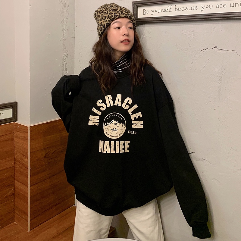 Áo Sweater Tay Dài VATI Dáng RộngÁo Thun In Chữ Phong Cách Hàn Quốc Dễ Thương Cho Nữ