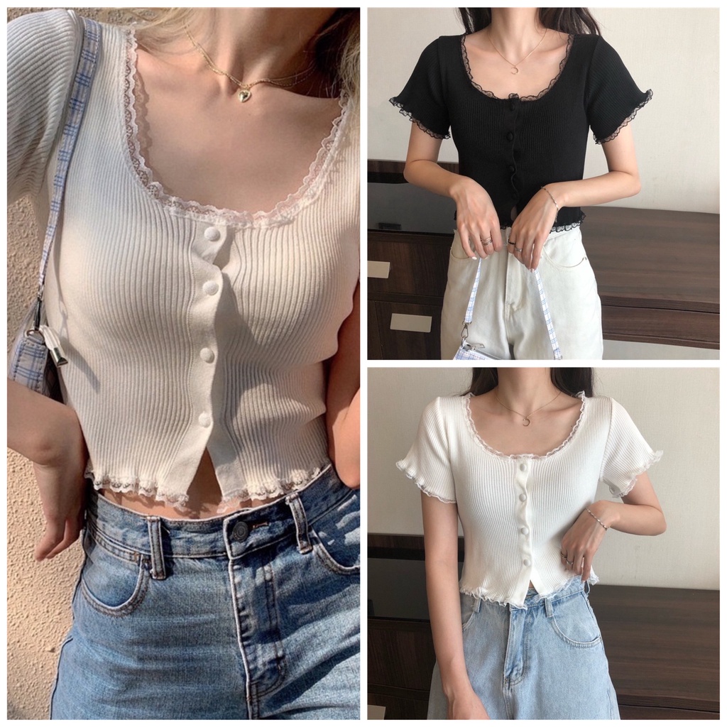 🌸 Thun kiểu dáng ngắn ôm body bánh bèo sexy hàn quốc đẹp Ulzzang 🌸