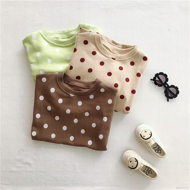 Đầm cotton dài tay họa tiết chấm bi cho bé