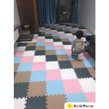 THẢM XỐP CHO BÉ - KHÔNG MÙI- đơn màu Pastel  SMILE PUZZLE- TIÊU CHUÂN CHÂU ÂU