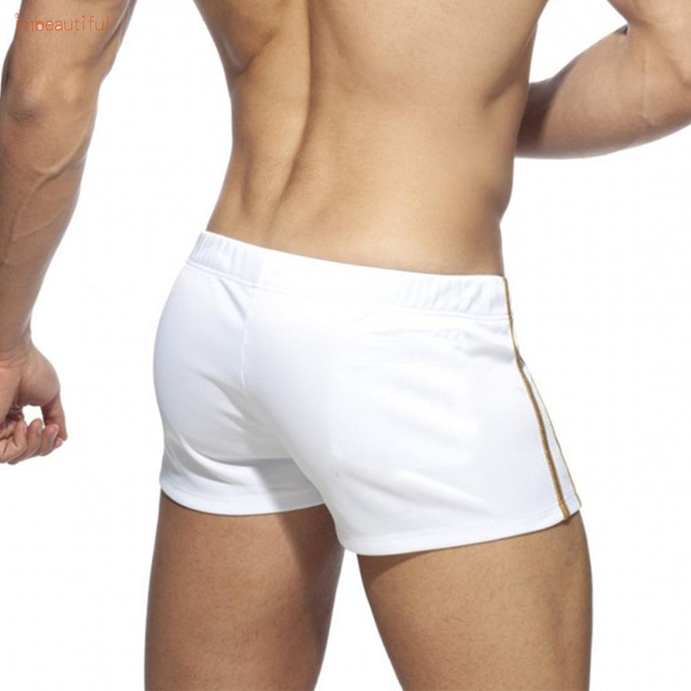 Quần Bơi Boxer Ngắn Thoáng Khí Nhanh Khô Có Dây Cột Cho Nam