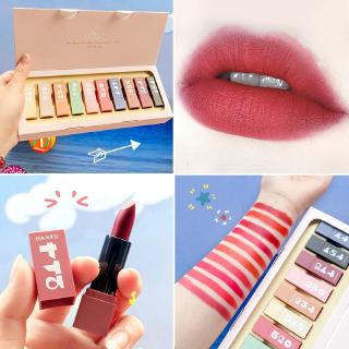 Bộ son môi chất lì dùng trang điểm dùng cho học sinh sinh viên + (Tặng 2 gói tăm bông)