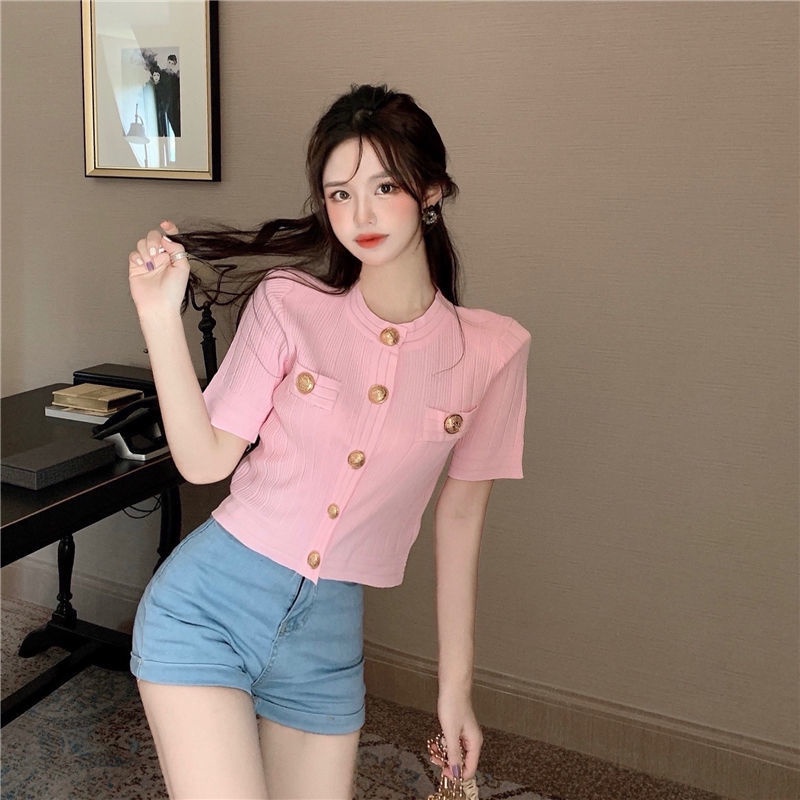 Áo thun tay ngắn chất liệu lụa lạnh phong cách retro thời trang mùa hè cho nữ