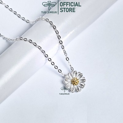Dây chuyền bạc nữ TLEE mặt hoa cúc nhị xi vàng nữ tính TLEE JEWELRY D0194