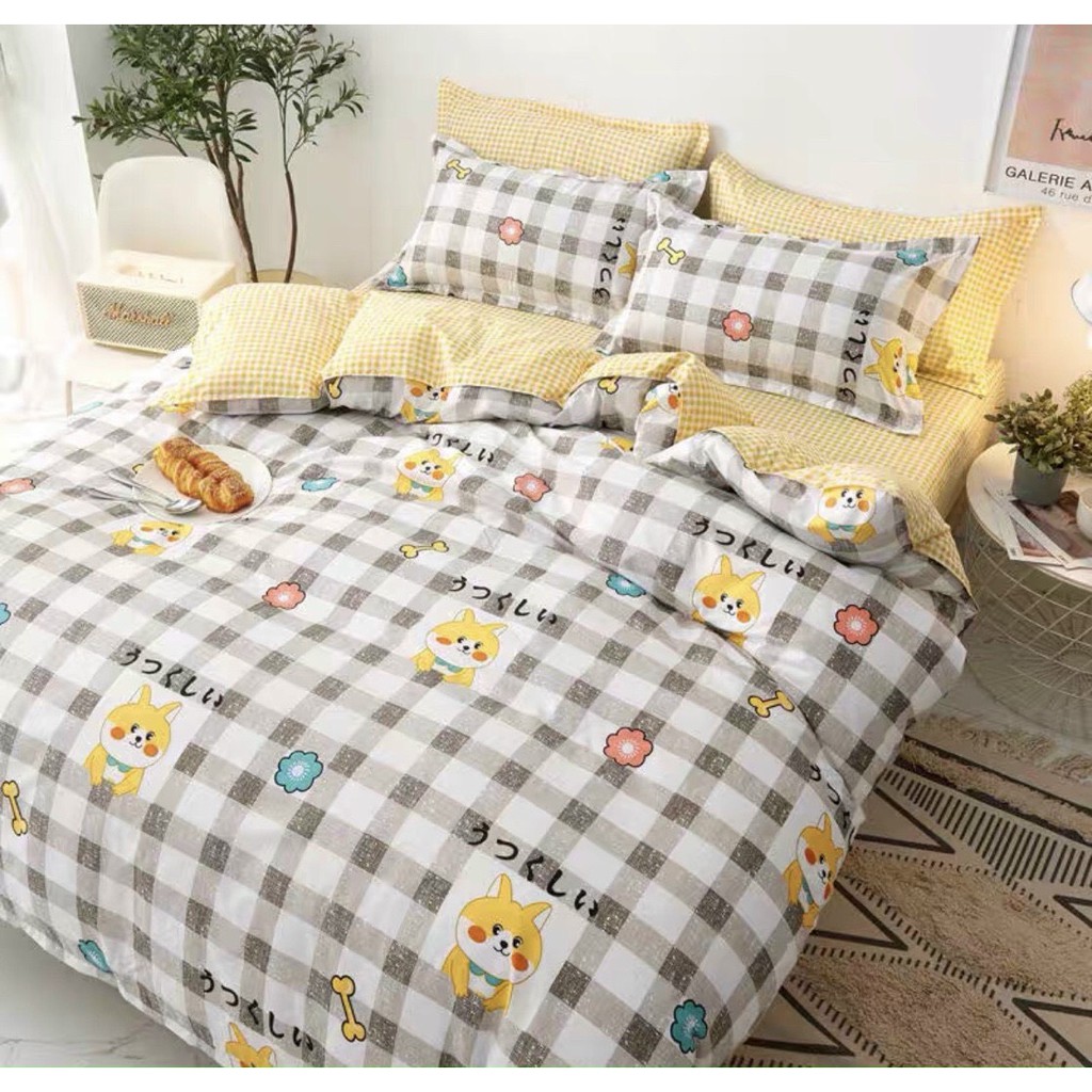 Bộ chăn ga Cotton Poly mùa hè nhiệt đới chăn ga nhập khẩu đủ size miễn phí bo chun - Gấu Decor