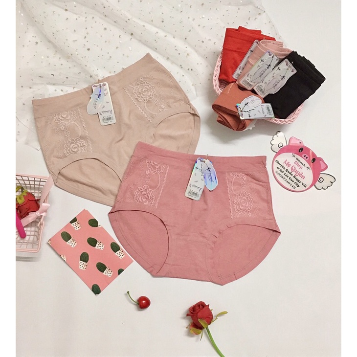 Quần lót cotton phối ren chút ren- hàng cạp cao ôm bụng nâng mông