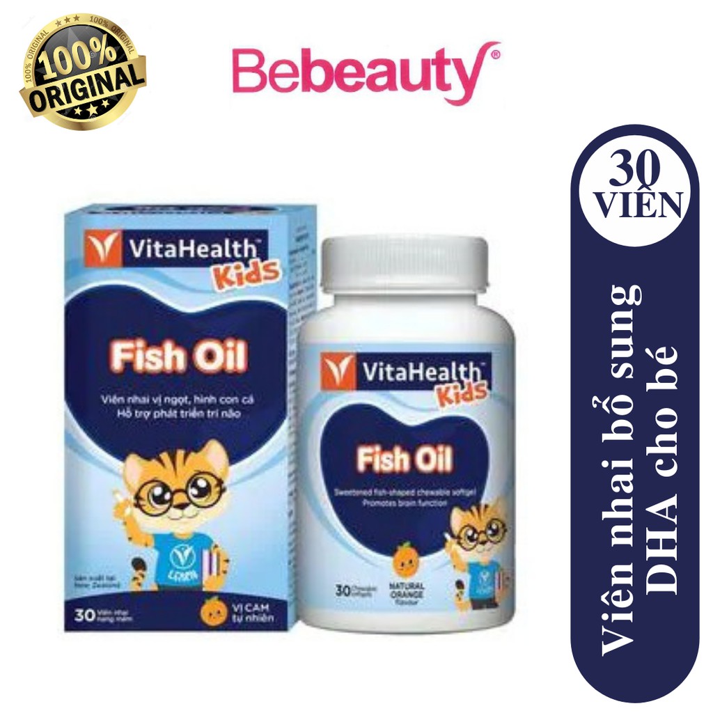 VitaHealth Kids Fish Oil Viên Nhai Bổ Sung DHA Cho Bé Hộp 30 Viên