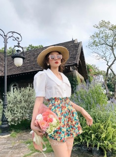 SET ÁO CỔ SEN QUẦN SHORT HOA