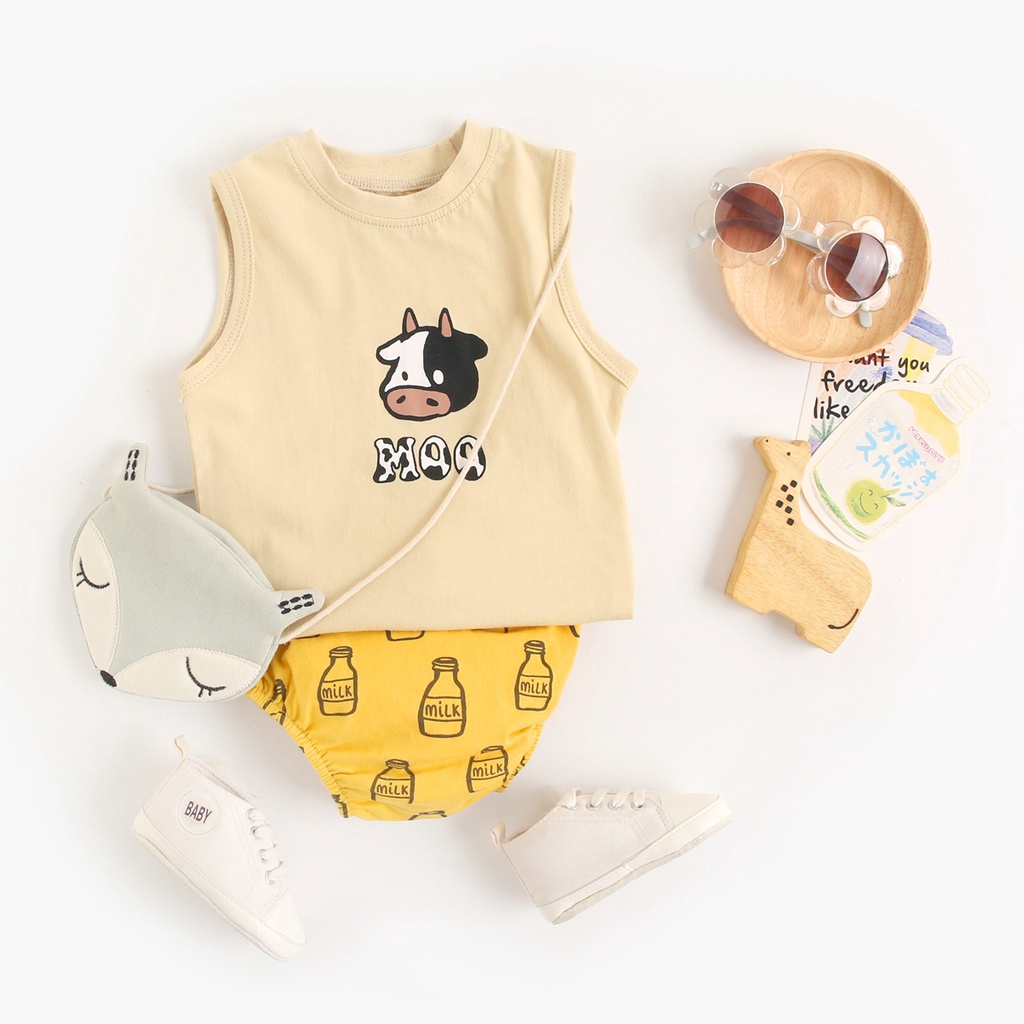 Bộ quần áo Sanlutoz bằng cotton thời trang mùa hè cho bé gái