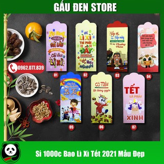 Sỉ 1000 Bao Lì Xì Tết Tân Sửu 2021 Tổng Hợp Hơn 50 Mẫu - Tặng kèm túi bóng kính