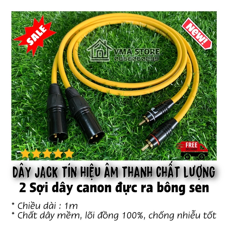 2 Sợi dây jack canon đực ra bông sen dài 1m / Dây jack tín hiệu âm thanh chuyên nghiệp