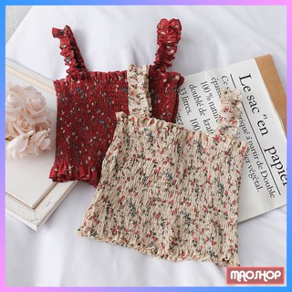 Áo 2 dây MaoMao dáng ôm body họa tiết hoa nhí trẻ trung, Áo hai dây bản to dáng croptop ulzzang Hàn Quốc - C29
