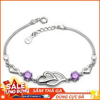 Lắc tay trái tim đôi bạc S925 cho tình yêu vĩnh cửu - Phong cách HQ ( Sale - Cực Sốc ✨)