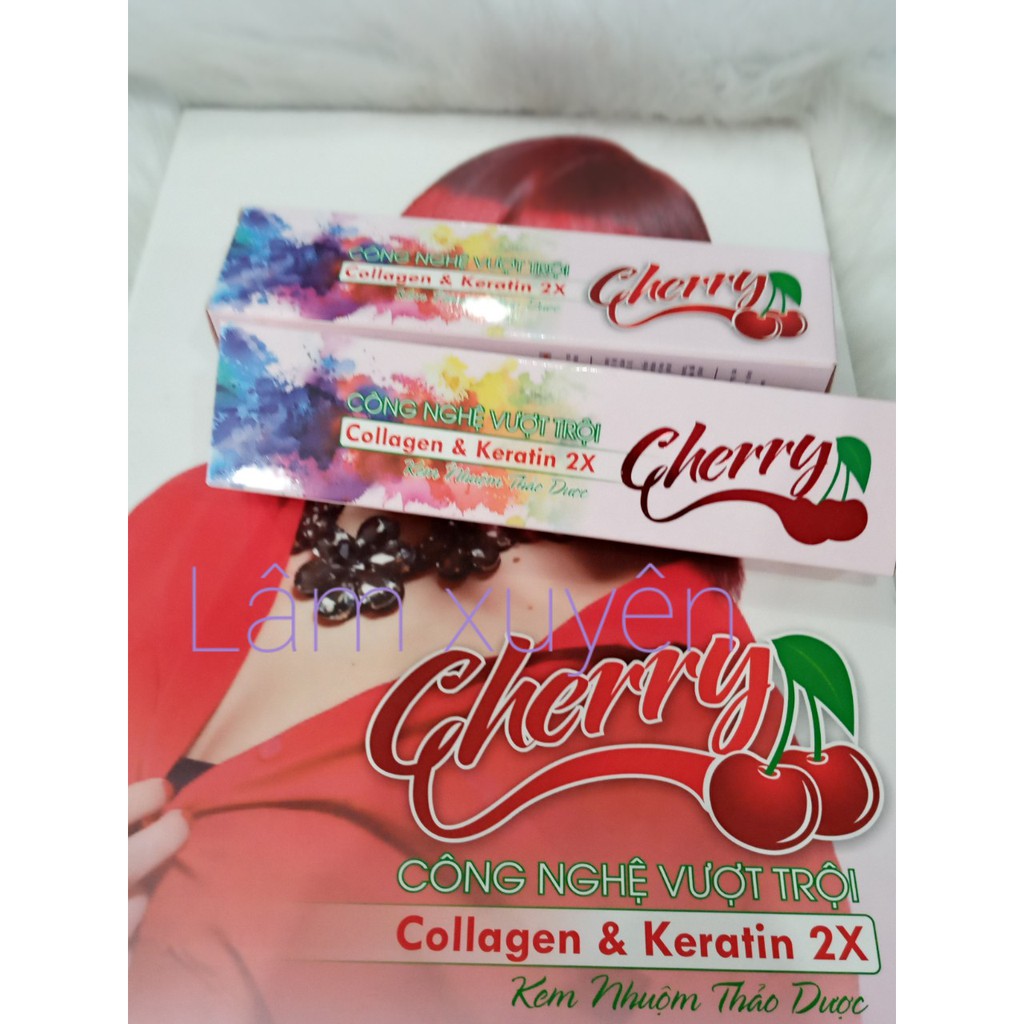 Nhuộm thảo dược CHERRY Collagen &amp; Kerarin (100ml) FREESHIP  đẹp bền màu chuẩn xinh giá rẻ cho salon nữ bóng mềm ít hôi