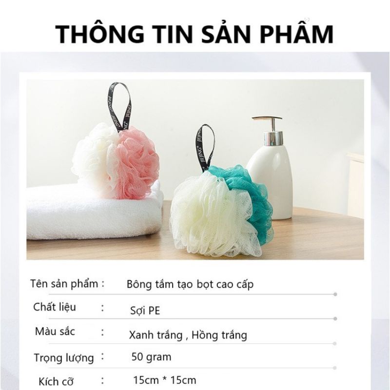 Bông tắm tròn Hàn Quốc cao cấp 2 màu pastel xinh xắn