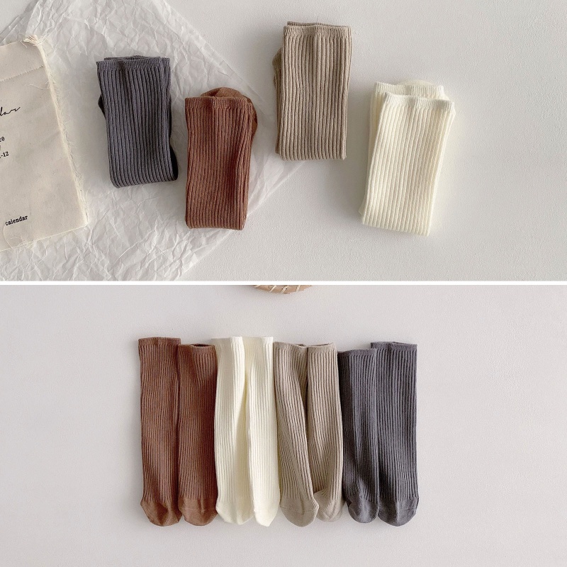 Set 4 Đôi Vớ Dài Qua Gối Bằng Vải Cotton Nhiều Màu Sắc Dành Cho Trẻ Em