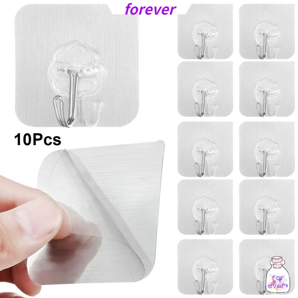 Set 10 móc treo đồ dính tường trong suốt đa năng