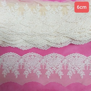 Ren lưới thêu chân ,màu kem , size 6cm và 9cm