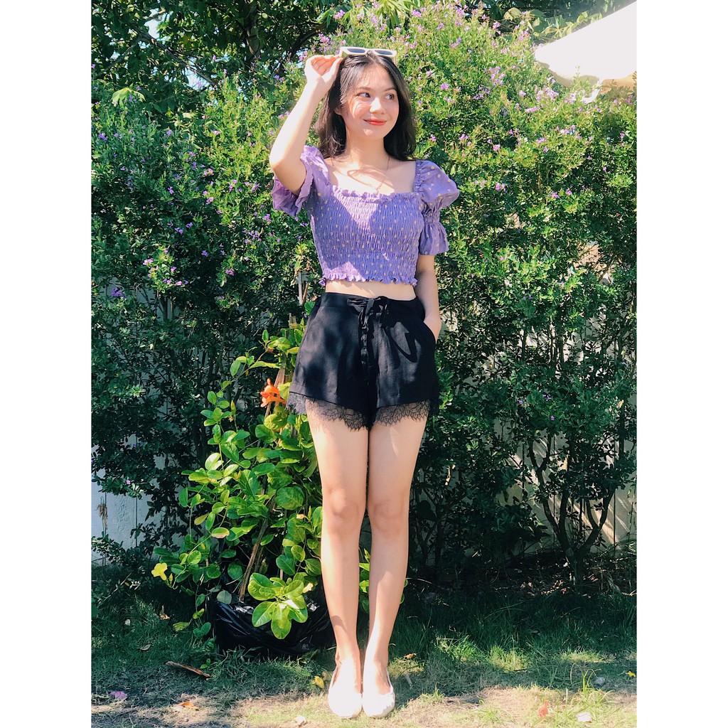 TUBYCATU | Quần short đen lai ren
