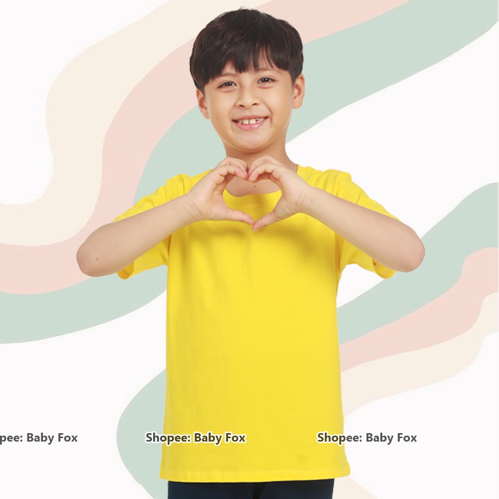 Áo thun trơn bé trai 100% cotton loại tốt, áo phông thương hiệu BABY FOX size nhí, trung, đại