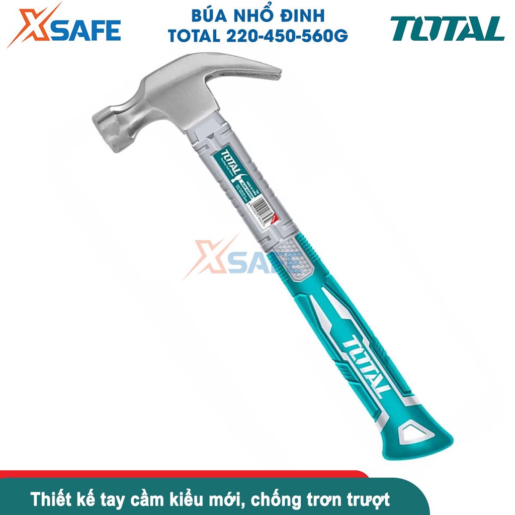 Búa đóng đinh đa năng TOTAL 220-450-560 gram thép Cr-V búa nhổ đinh cầm tay đóng đinh bê tông tường gỗ, sửa chữa cơ khí