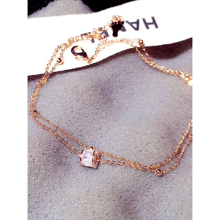 K Lắc Chân Chuỗi Xích Đính Đá Zircon Thanh Lịch Sáng Bóng Thanh Lịch Thời Trang Hàn Quốc Cho Nữ