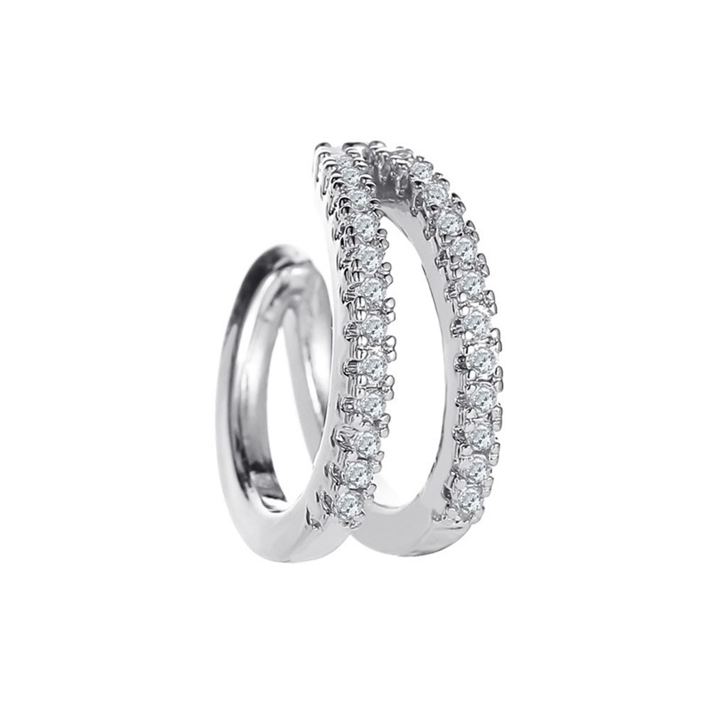 Khuyên kẹp vành tai hình chữ c đính đá xinh xắn cho nữ