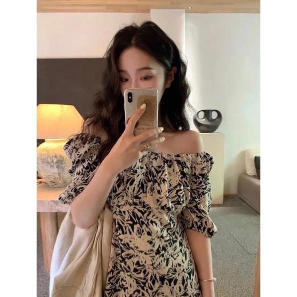 VÁY TRỄ VAI HỌA TIẾT HOA ĐÁ CHO NỮ