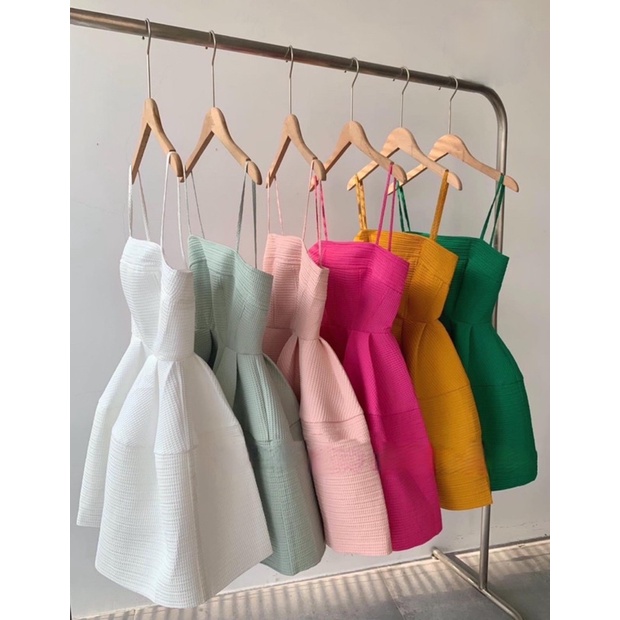 Váy hai dây minidress chất xốp trơn 4 màu the.sweaterweather TSW