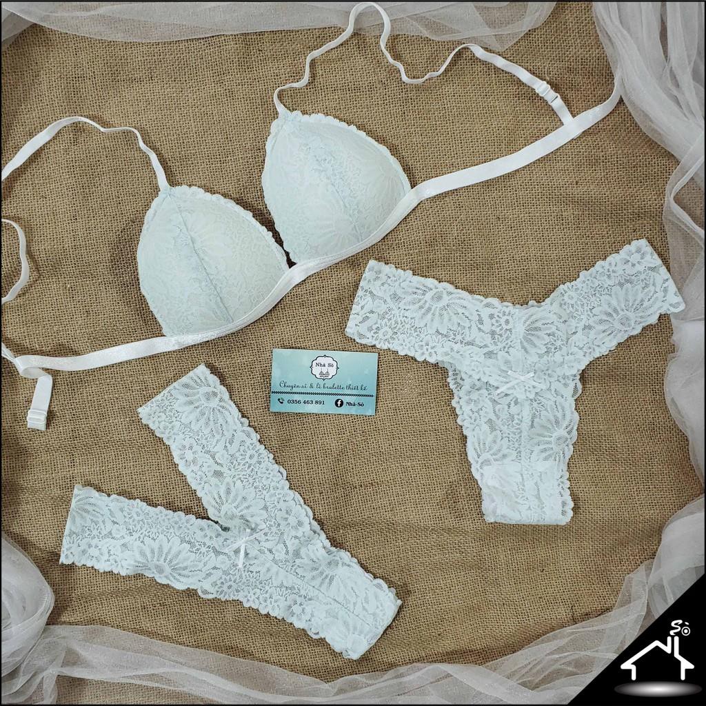 Bộ đồ lót sexy by Nhà Sò ren trắng & 22 màu quần Y và T NS158