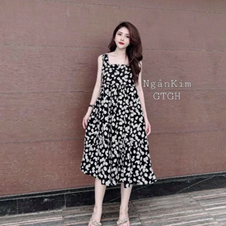 Váy sát nách hoa cúc nhí vintage 3 màu