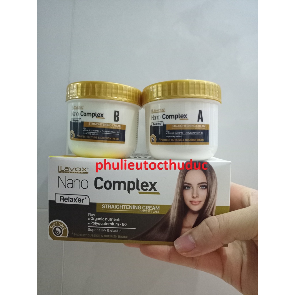 1 cặp duỗi phục hồi lavox nano complex dung tích 150ml x 2 hủ (duỗi, và hủ định hình tóc sau duỗi)