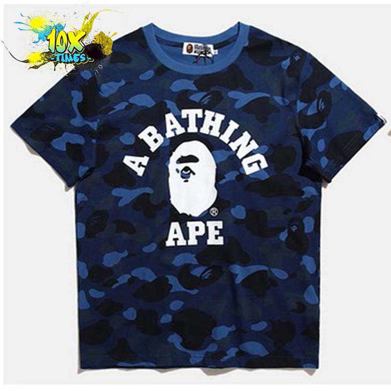 (5 màu) áo thun - phông bape cá mập camo nam nữ unisex form rộng tay lỡ 5 màu xanh dương, xanh lục, đỏ, hồng,tím