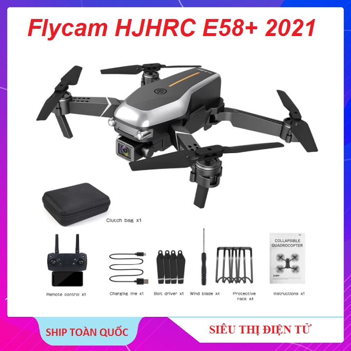 Flycam HJHRC E58 + Quay Phim Chụp Ảnh 720P, Camera Vuông Siêu Nét Phiên Bản 2021 - Chống Rung Quang Học