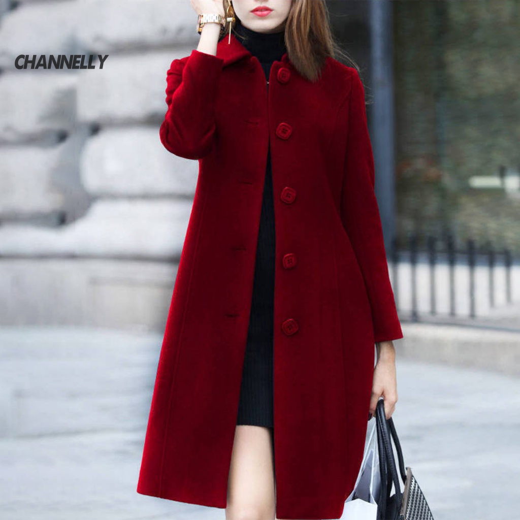 Channel Áo Khoác Len Dày Dặn Dáng Ôm Phối Nút Phong Cách Phương Tây