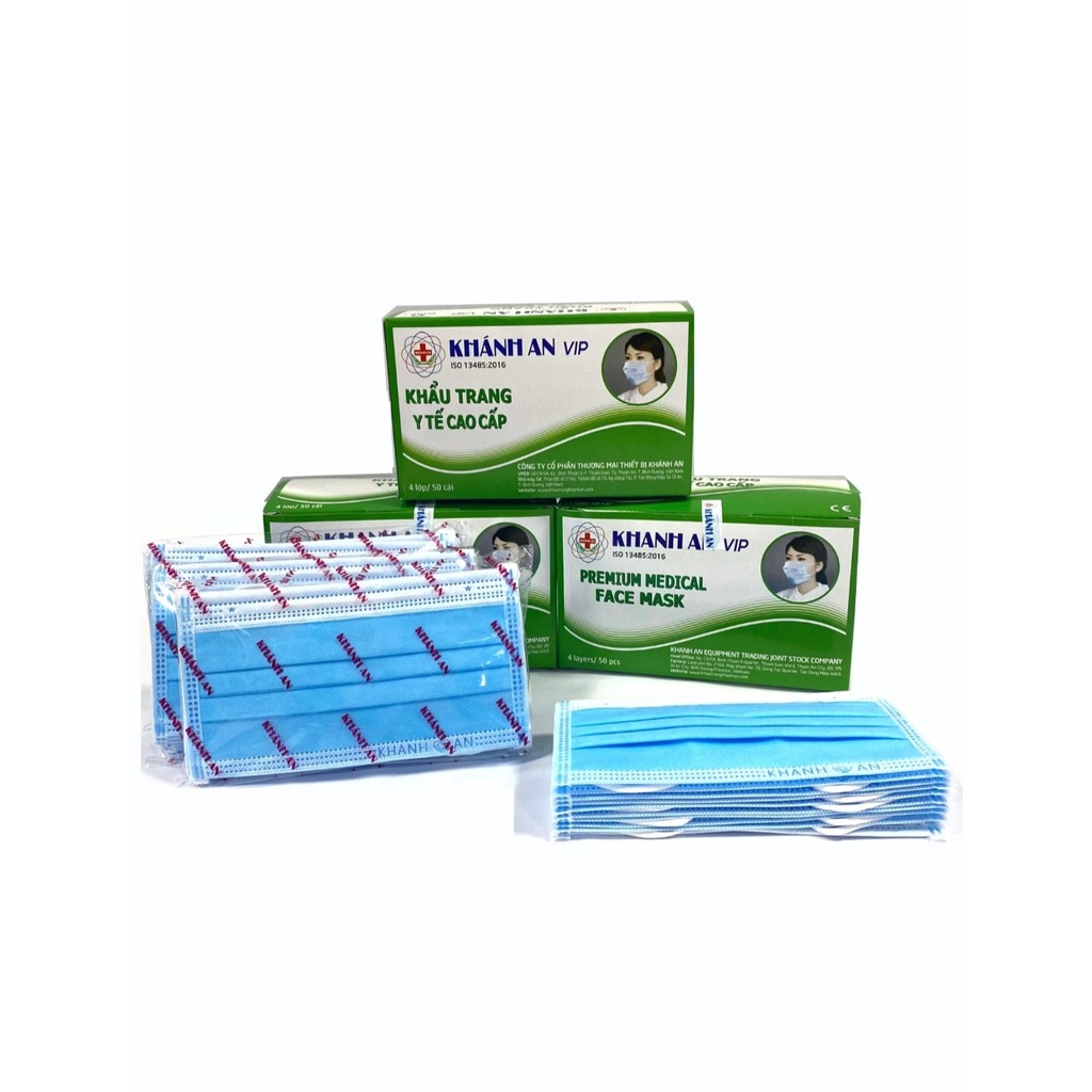 Khẩu trang y tế cao cấp 4 lớp Khánh An VIP loại 1 - hộp 50 cái