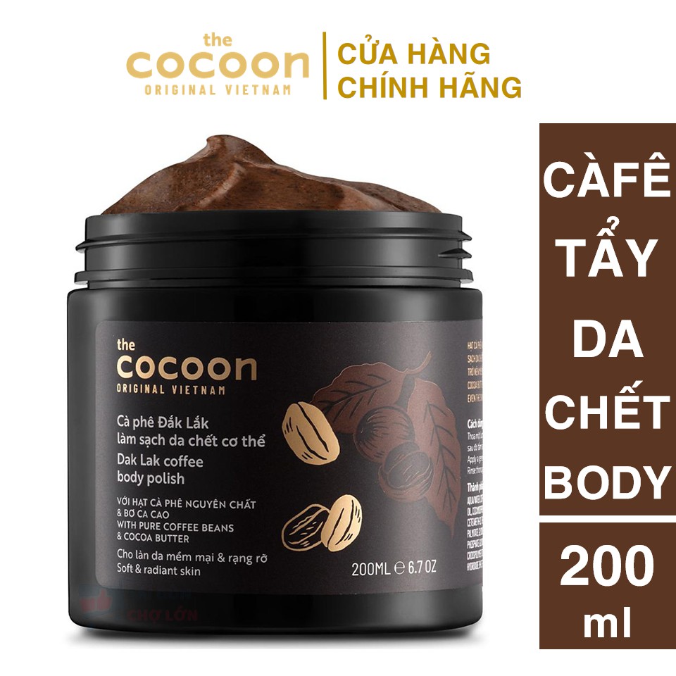 [CHÍNH HÃNG] Tẩy Da Chết Cà Phê Đăk Lăk Cocoon 200ml (Body Polish)