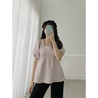 YU CHERRY | Áo nữ tay phồng, cổ vuông, form babydoll Cindy Pattern Top YA350