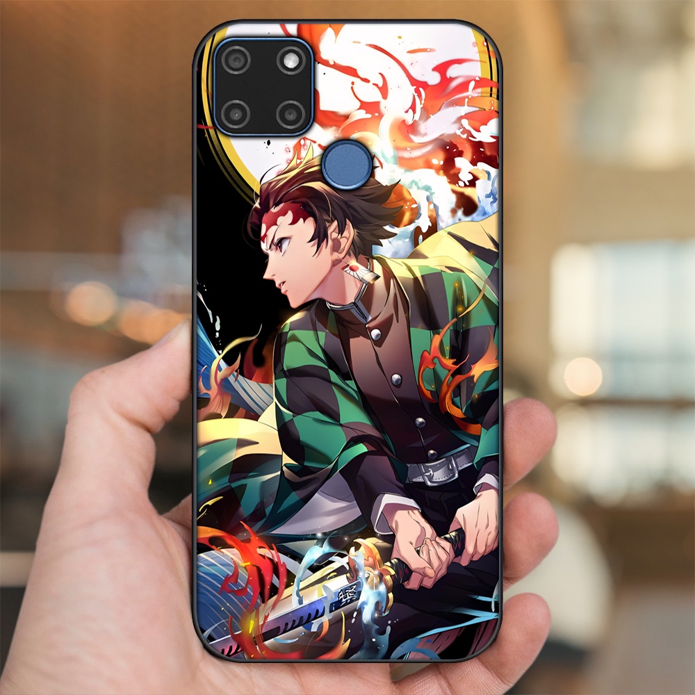 Ốp lưng Realme C12, C21Y viền đen in hình Tanjiro Kimetsu No Yaiba