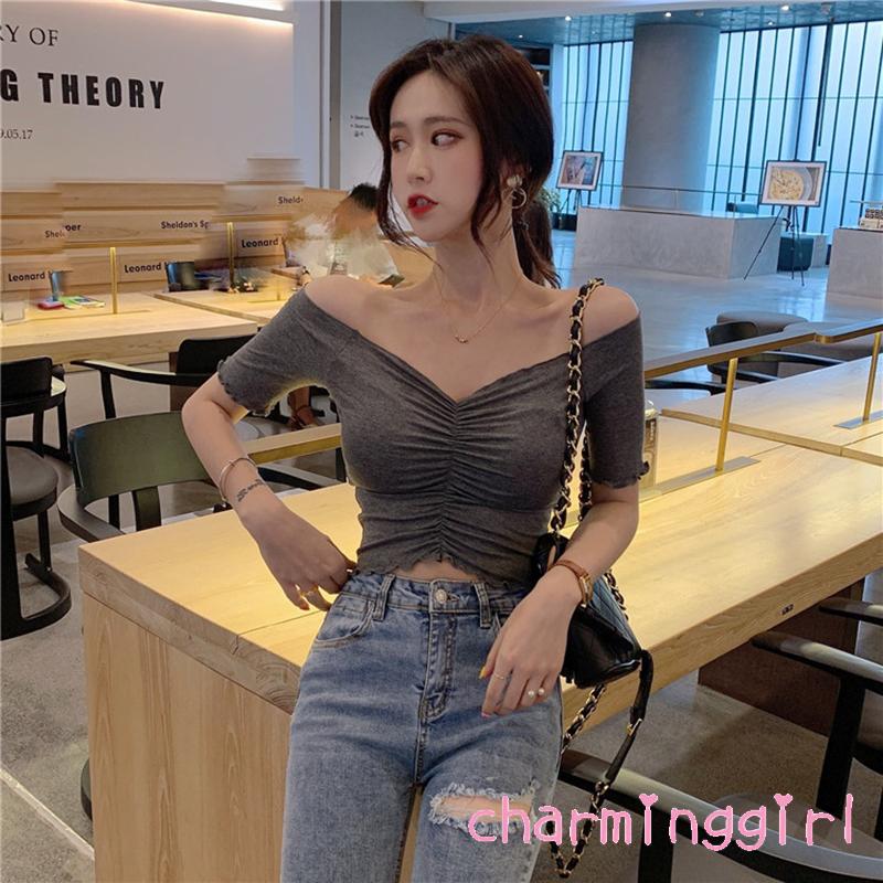 Áo Croptop Cổ Chữ V Quyến Rũ Cho Nữ