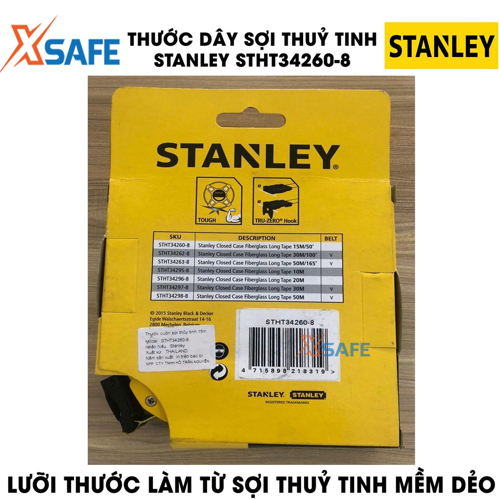 Thước dây sợi thủy tinh STANLEY lưỡi sợi thuỷ tinh mềm dẻo Thước cuộn Stanley thiết kế nhỏ gọn linh hoạt, chịu nhiệt tốt