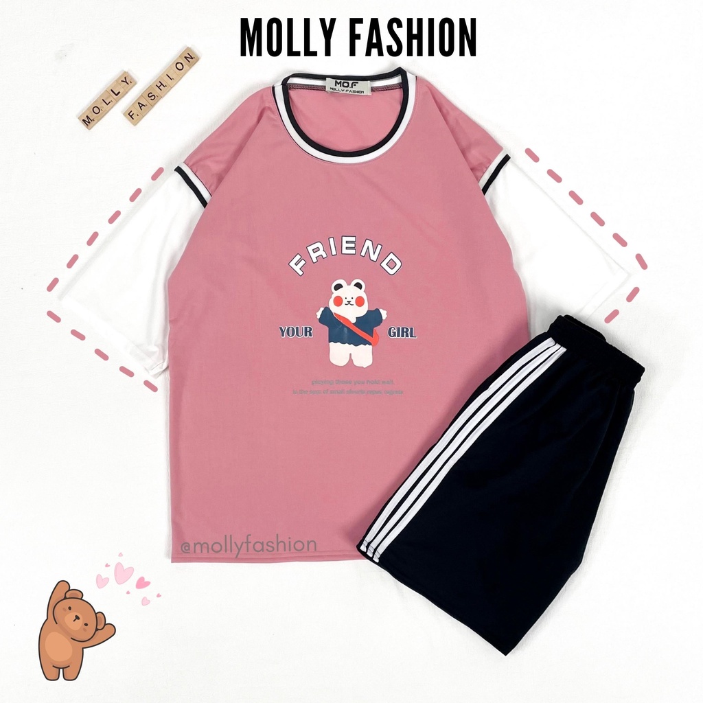 Set Đồ Bộ Bóng Rổ Nam Nữ BEAR FRIEND phong các Ulzzang, Phom Unisex Freesize Molly Fashion