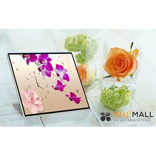 Đồng hồ tranh để bàn hoa lan tím tuyệt đẹpp