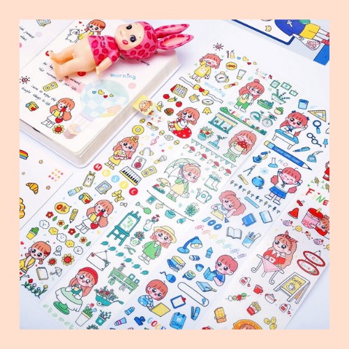 [SALE] Sticker nhãn dán trong khổ chữ nhật dài cute [RINH LÀ CÓ QUÀ] trang trí tập, sổ tay, bàn học,...